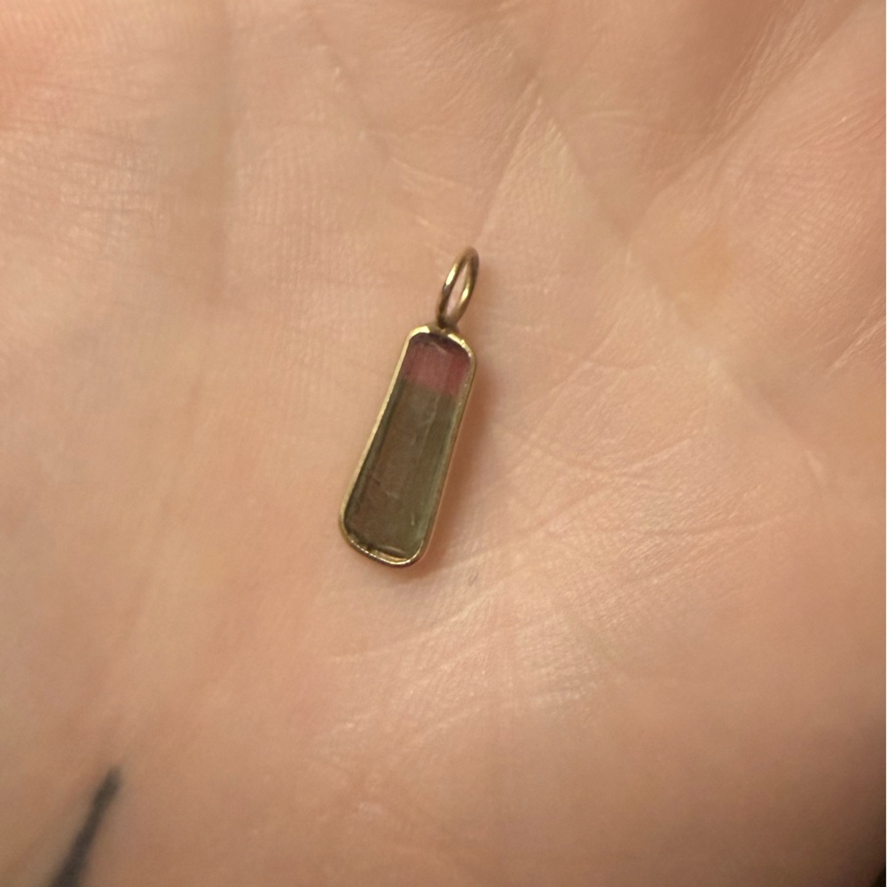 Solid 14k Gold Watermelon Tourmaline Pendant